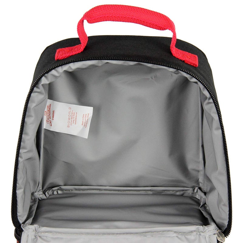 Bioworld Marvel Spider-Man Comic Superhero Dual Compartment Soft Lunch Bag Box Tote Kit 10" - Image 2