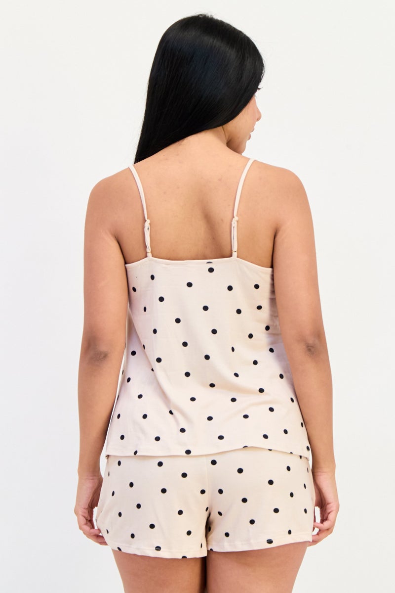 Flora Women 4 Pieces Polka Dots Sleepwear Top And Bottom Set, Multicolor - Image 3