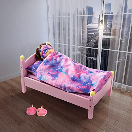 K. T. Fancy K.T. Fancy 8 PCS 18 Inch Girl Doll Clothes and Accessories Sleeping Sheet,Pajamas,Eye Mask,Unicorn Slippers,Pillow(Doll and Bed are Not Included) - Image 3