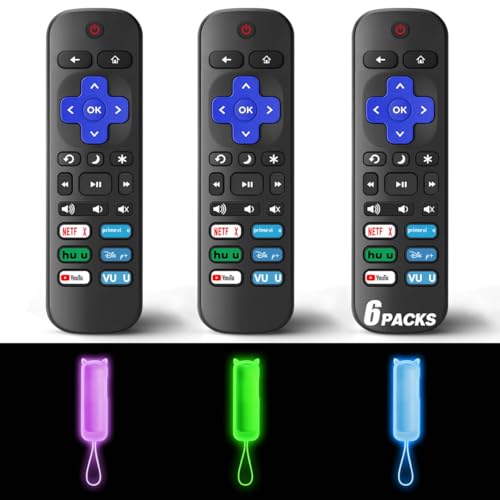 Wevove (Pack of 3) Replacement Remote Only for Roku TV with Soft Protective Cover (Glow in The Dark), Universal Remote for TCL Roku/Hisense Roku/Onn Roku/Sharp Roku/Element Roku/Philips Roku Smart TV - Image 1