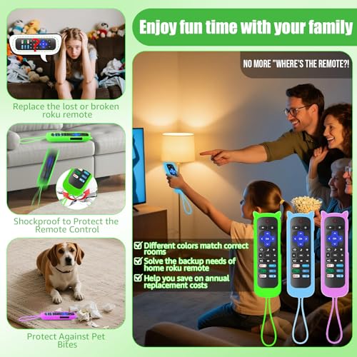Wevove (Pack of 3) Replacement Remote Only for Roku TV with Soft Protective Cover (Glow in The Dark), Universal Remote for TCL Roku/Hisense Roku/Onn Roku/Sharp Roku/Element Roku/Philips Roku Smart TV - Image 3
