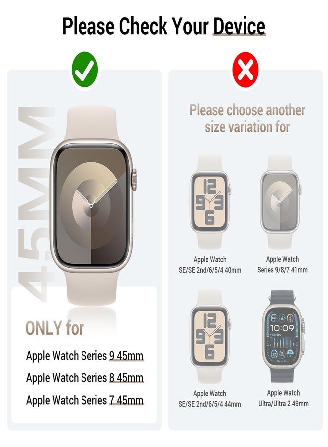 Tensea [3PCS for Apple Watch Screen Protector Case 45mm Series 9/8/7 Accessories, iWatch Protective Face Cover for Women Men, Tempered Glass Film Hard Bumper for iPhone Watch 45 mm - Image 2