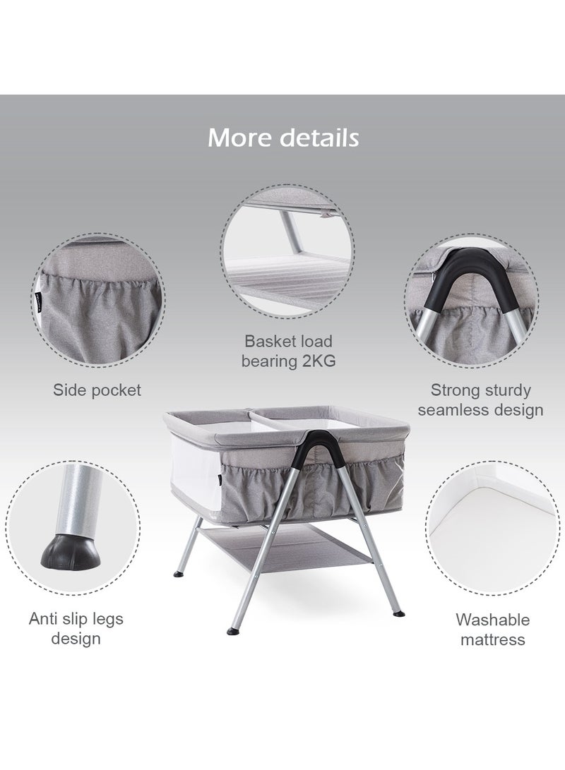 TEKNUM Teknum FELLOW 2 Twin Bedside Crib Bassinet - Grey  - Image 3