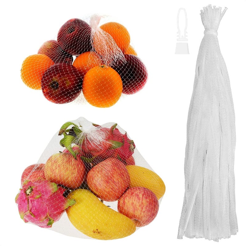 100Pcs Plastic Mesh Bags Drawstring Storage Bag - 24"" Fruit and Vegetable Storage Reusable Mesh Produce Bags Onion Net Bags Drawstring - Vegetable Bags Grocery Reusable Produce Bags Mesh Storage Bags