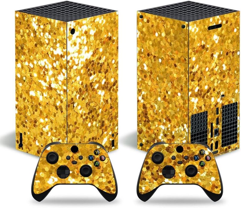 Xbox Series X Digital Stickers Full Body Vinyl Skin Decal Protective Cover for Microsoft Xbox Series X Digital Console and Controllers (Series X Digital Gold)