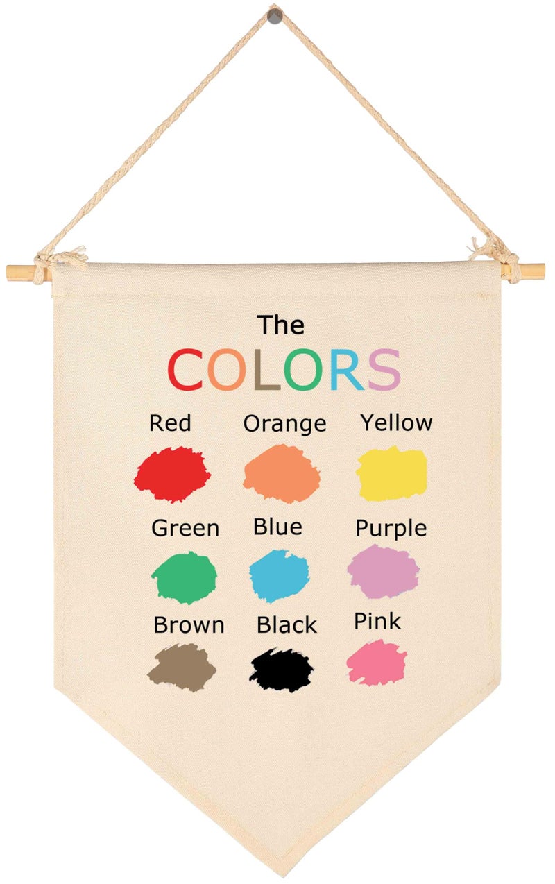 the Colors Education Canvas Hanging Flag Banner Wall Sign Decor Christmas Gifts for Baby Kids Girl Nursery Room Front Door Preschool Education Baby ShowerBirthdayNew Year Gifts