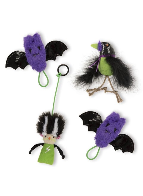 Petlinks (4 Set Bundle Halloween Cat Toys, 2X Crinkle Bat Launchers, 1x Catnip Crow, 1x Bride of Frank Dangler - Multi Color, 4 Set Bundle