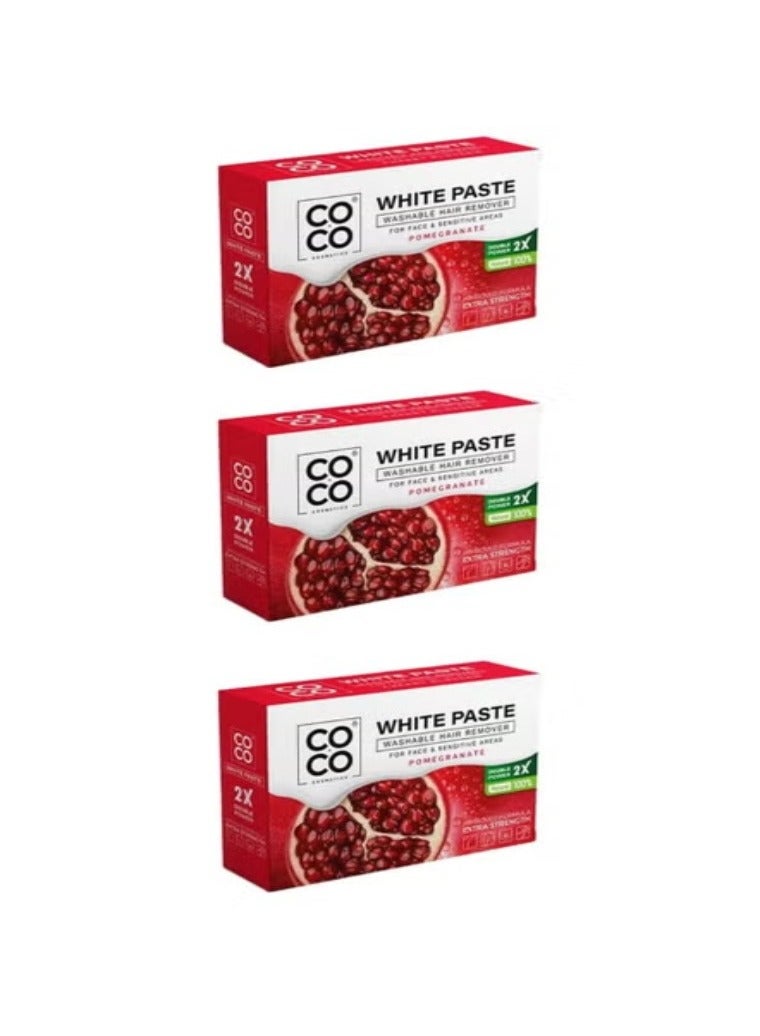 Three Pieces of Pomegranate White Paste for Body and Facial Hair Removal 100g
