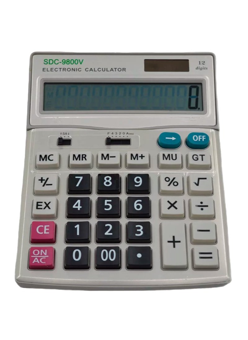 Electronic Calculator, for solving easy and complex mathematical operations SDC-9800V , dual power, equipped with a large LCD screen for offices, accountants, and personal use at home or school