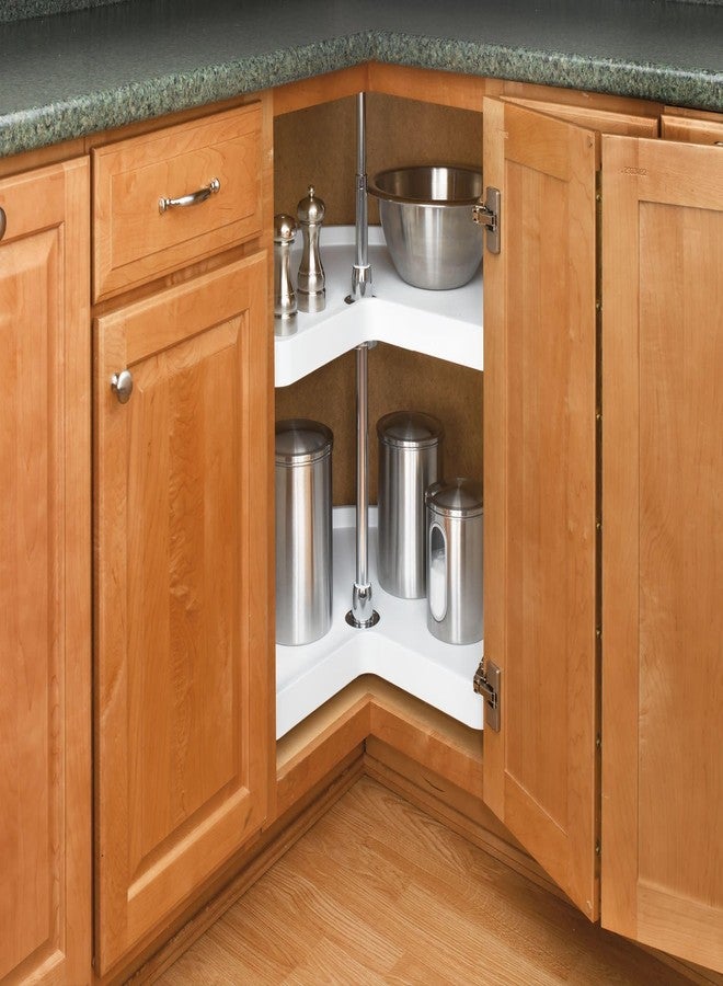 REV-A-SHELF Polymer Kidney-Shaped 1-Shelf Lazy Susan Shelf for Corner Base Cabinets (No Post Included) - Image 2