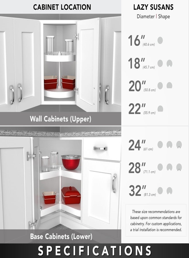 REV-A-SHELF Polymer Kidney-Shaped 1-Shelf Lazy Susan Shelf for Corner Base Cabinets (No Post Included) - Image 4