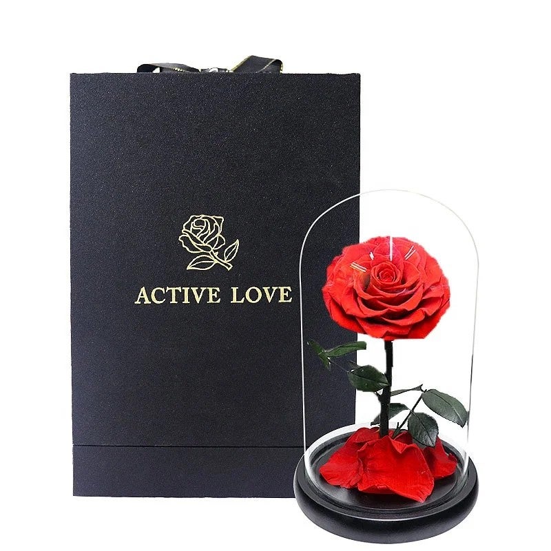Bluejw Eternal Rose Gift for Mom, Preserved Flower in Glass Dome with LED, Forever Roses Valentines Day, Dried Plants Decor - Image 4