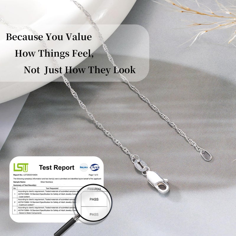 Carffordo 925 Sterling Silver Necklace Silver Chain Necklace for Women Twist Link Chain 18 Inches Simple Dainty Necklace for Women Waterproof Trendy Jewelry Gift - Image 5