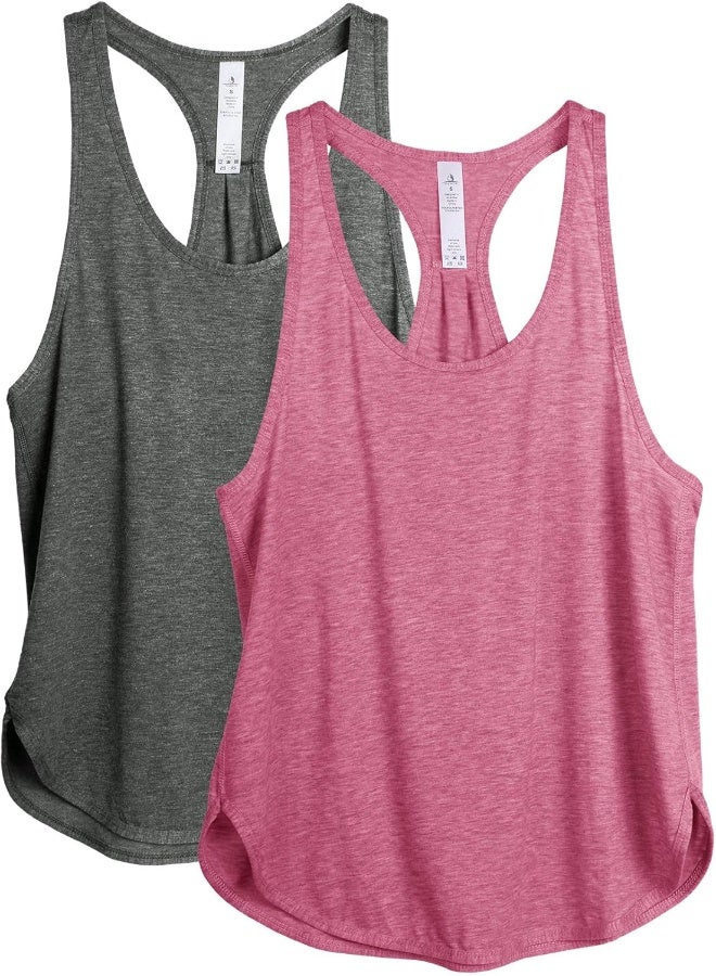 icyzone icyzone Women's Racerback Workout Athletic Running Tank Tops Loose Fit (Pack of 2)  - Image 1