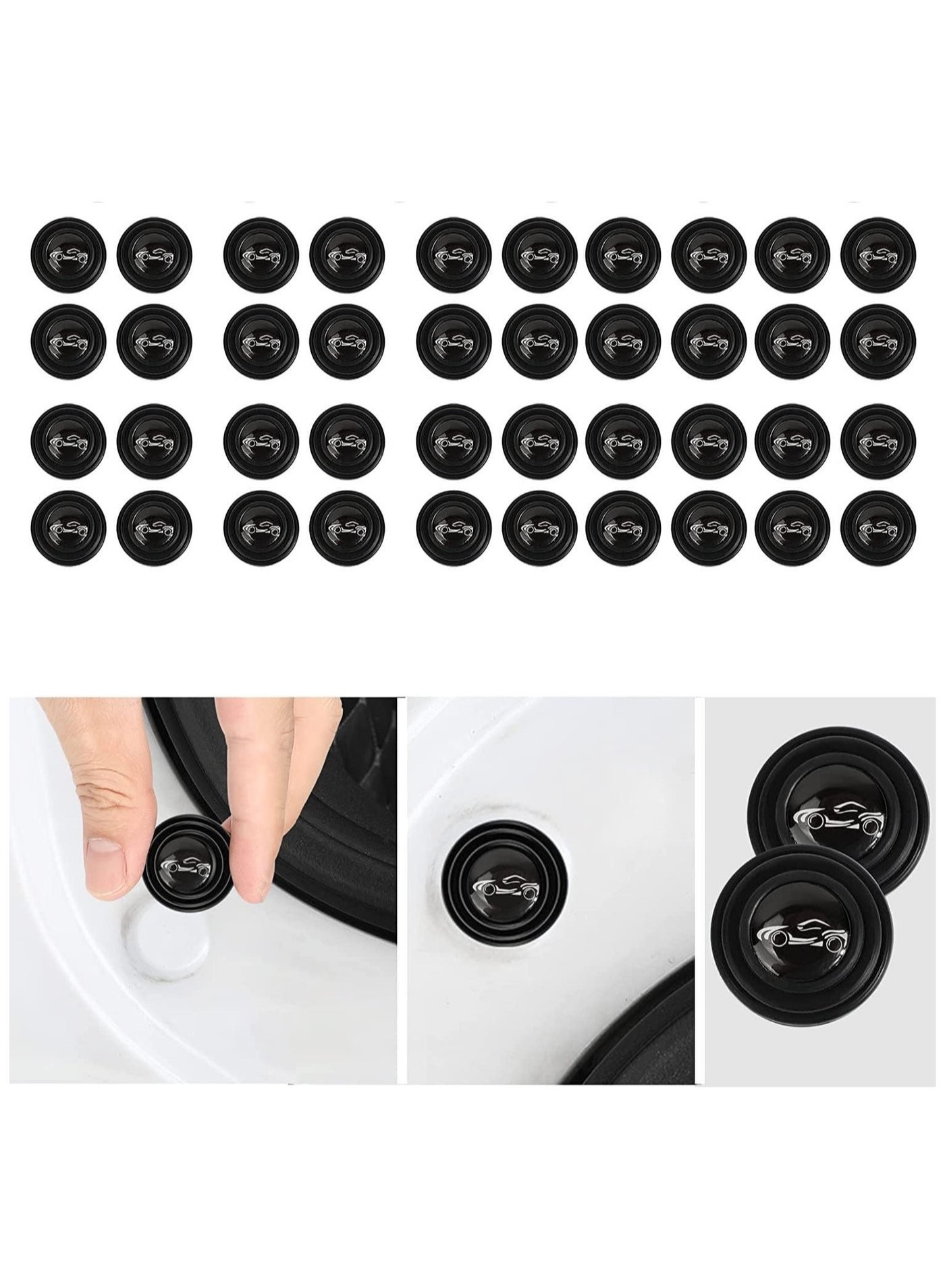 40PCS Car Door Shocks Absorber PVC Car Door Side Shock Absorbing Protection Stickers Silicone Sound Insulation And Shock Absorbing Gasket Fit For Car Gasket Parts Black