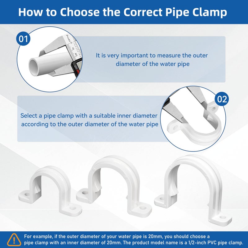 Oovivat 20 Set PVC conduit pipe strap clamps Î¦32 MM - SCH 1 IN,Two Hole plastic pipe clips - Image 5