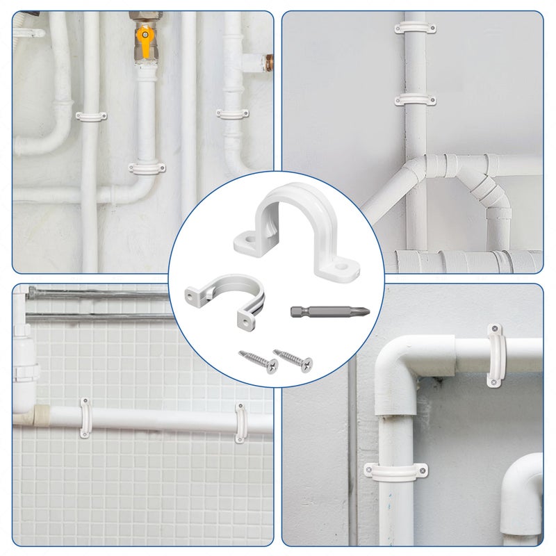 Oovivat 20 Set PVC conduit pipe strap clamps Î¦32 MM - SCH 1 IN,Two Hole plastic pipe clips - Image 2