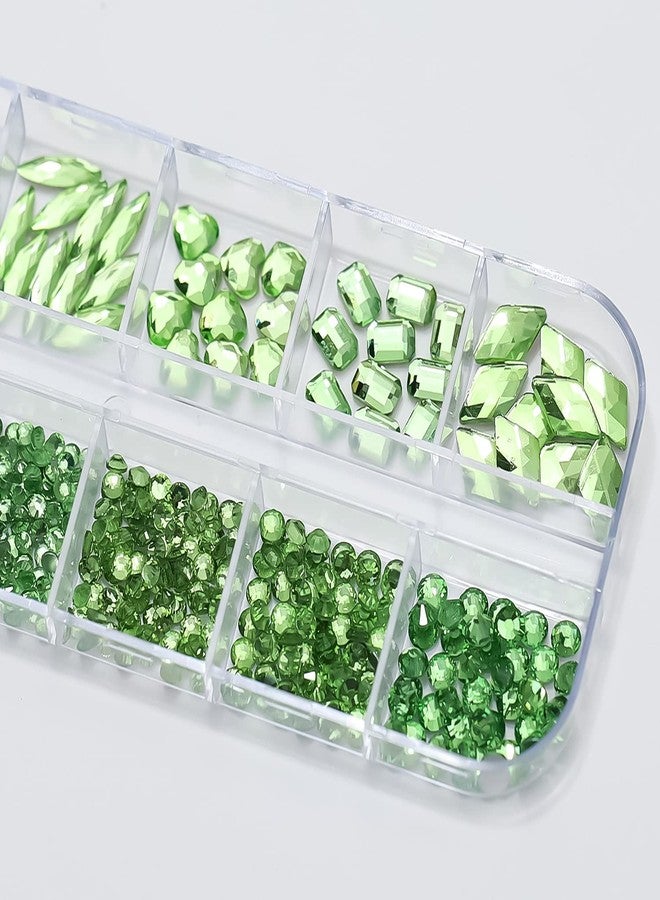 Vezocim Green Nail Art Rhinestone, 3D Crystal Nail Diamond Gem, Flatback Rhinestones Multi Shapes Sizes Nail Design for Women Girls Manicure Charms Decorations, DIY Jewelry Making Craft Supplies - Image 5
