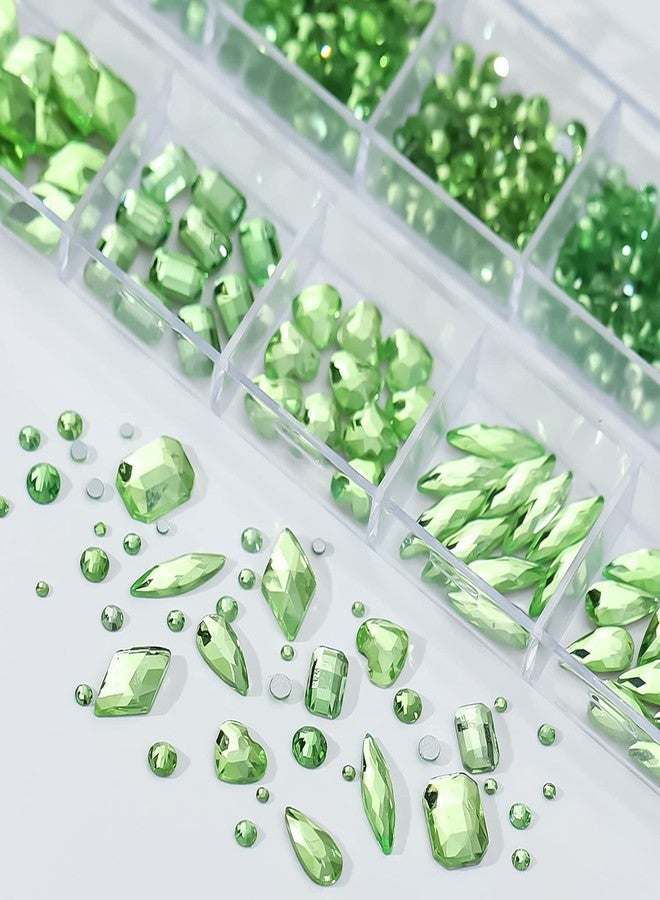 Vezocim Green Nail Art Rhinestone, 3D Crystal Nail Diamond Gem, Flatback Rhinestones Multi Shapes Sizes Nail Design for Women Girls Manicure Charms Decorations, DIY Jewelry Making Craft Supplies - Image 4