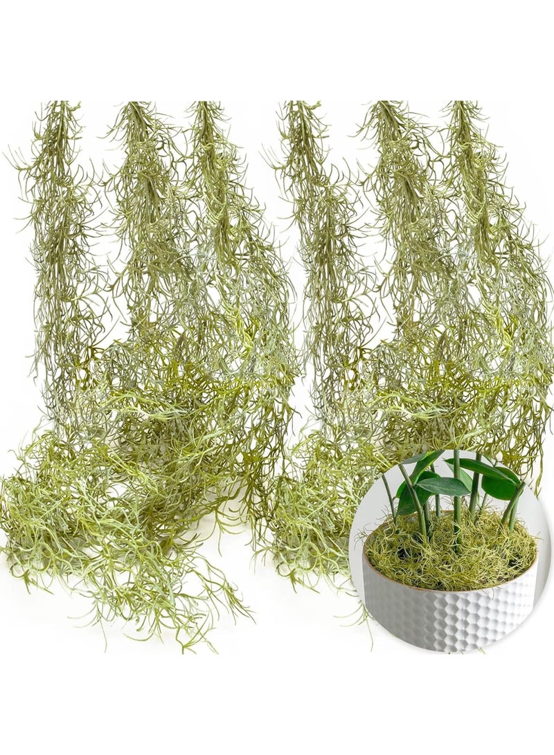 SOLARAE Faux Greenery Vines, 6 Pcs 33" Artificial Hanging Plants, Hanging Moss Garland, Moss Décor Hanging Vines, Fake Vines for Art Landscape, Gardening Decor, DIY Projects, Yellowish Green - Image 1