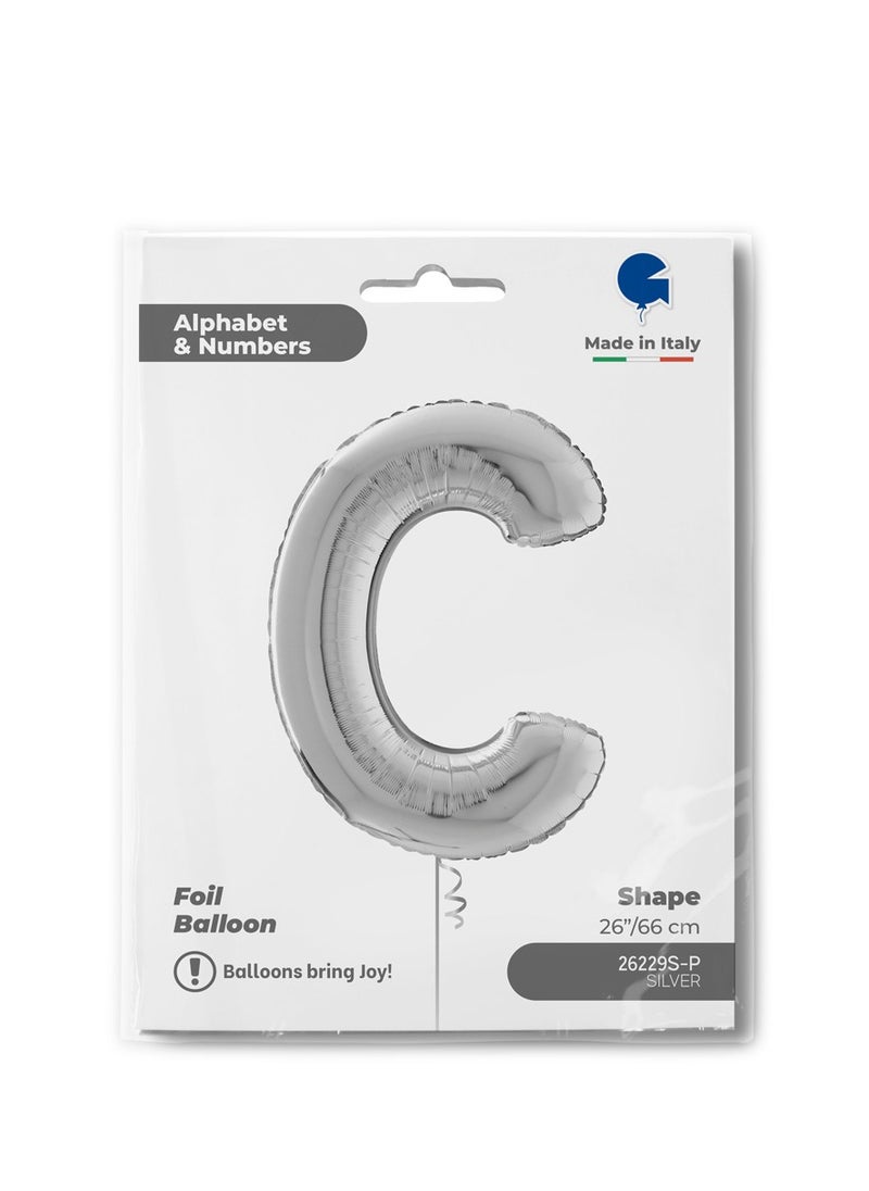 GRABO 26" Foil Balloon Letter C Silver  - Image 2