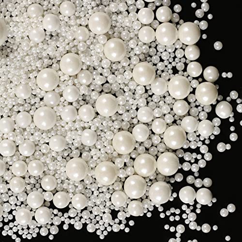 Kasvan White Pearl Sugar Sprinkles  Edible Candy Pearls 130g458 Oz Mix Size Baking Cake Decorations Ice Cream Toppings and Cookie Decorating Wedding Party Chirstmas Supplies - Image 1