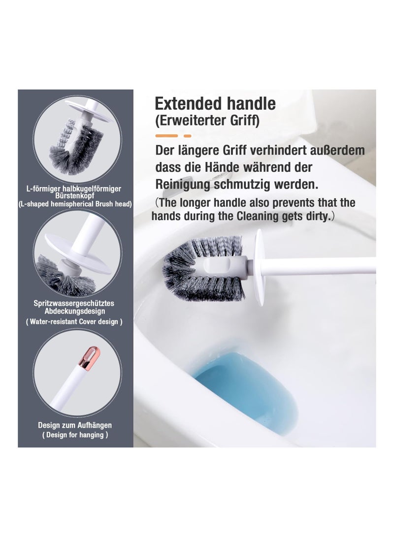 KASTWAVE مجموعة فرشاة المرحاض، فرشاة مرحاض سيليكون 3 في 1 مع حامل تبريد سريع وفتاحة لتنظيف الشقوق بمقبض طويل لتنظيف عميق شامل للحمام (مثبت على الأرض/الجدار) - Image 4