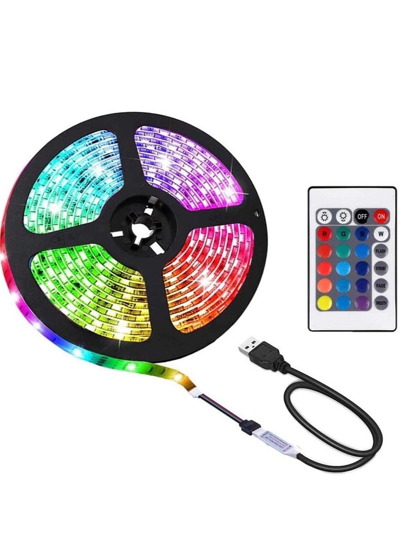 Mult-Color LED Light Strip 2M USB RGB Waterproof Decoration Lighting with Remote Control Flexible Led Strip Lighting for Bedroom Kitchen Hotel Home TV Back (Color Changing) - Image 1