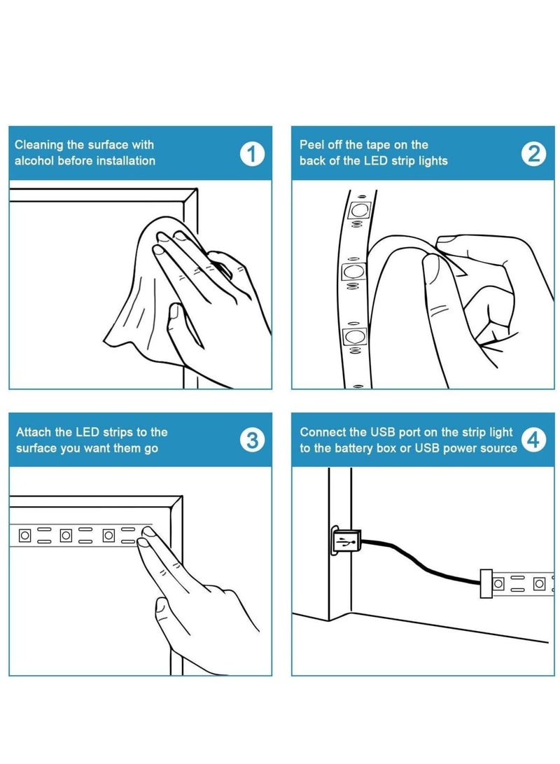 Mult-Color LED Light Strip 2M USB RGB Waterproof Decoration Lighting with Remote Control Flexible Led Strip Lighting for Bedroom Kitchen Hotel Home TV Back (Color Changing) - Image 4