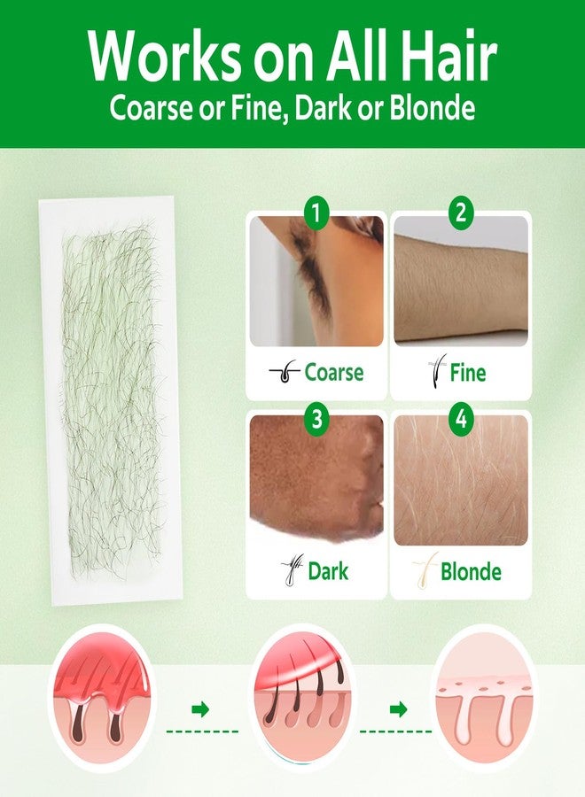 Waxfans 60 Counts Wax Strips for Hair Removal,40 Body Waxing Strips for Bikini,Legs & Underarms, 20 Face Wax Strips for Facial,lip,eyebrow,chin with 4 Calming Wipes, for Women & Men（Green） - Image 4