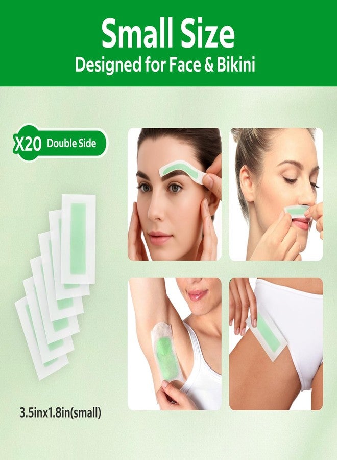 Waxfans 60 Counts Wax Strips for Hair Removal,40 Body Waxing Strips for Bikini,Legs & Underarms, 20 Face Wax Strips for Facial,lip,eyebrow,chin with 4 Calming Wipes, for Women & Men（Green） - Image 3