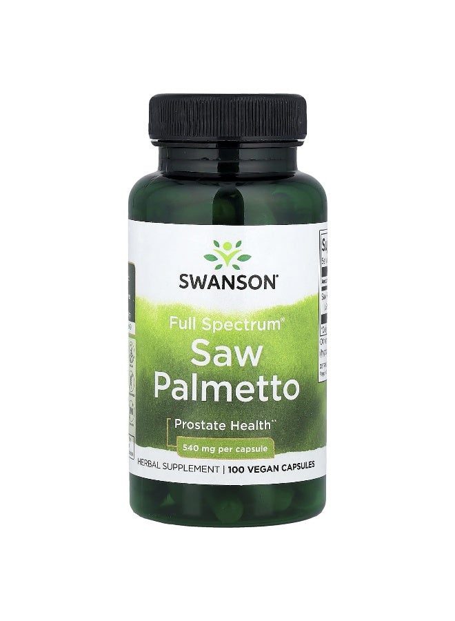 SWANSON Swanson, Full Spectrum® Saw Palmetto, 540 mg, 100 Vegan Capsules 