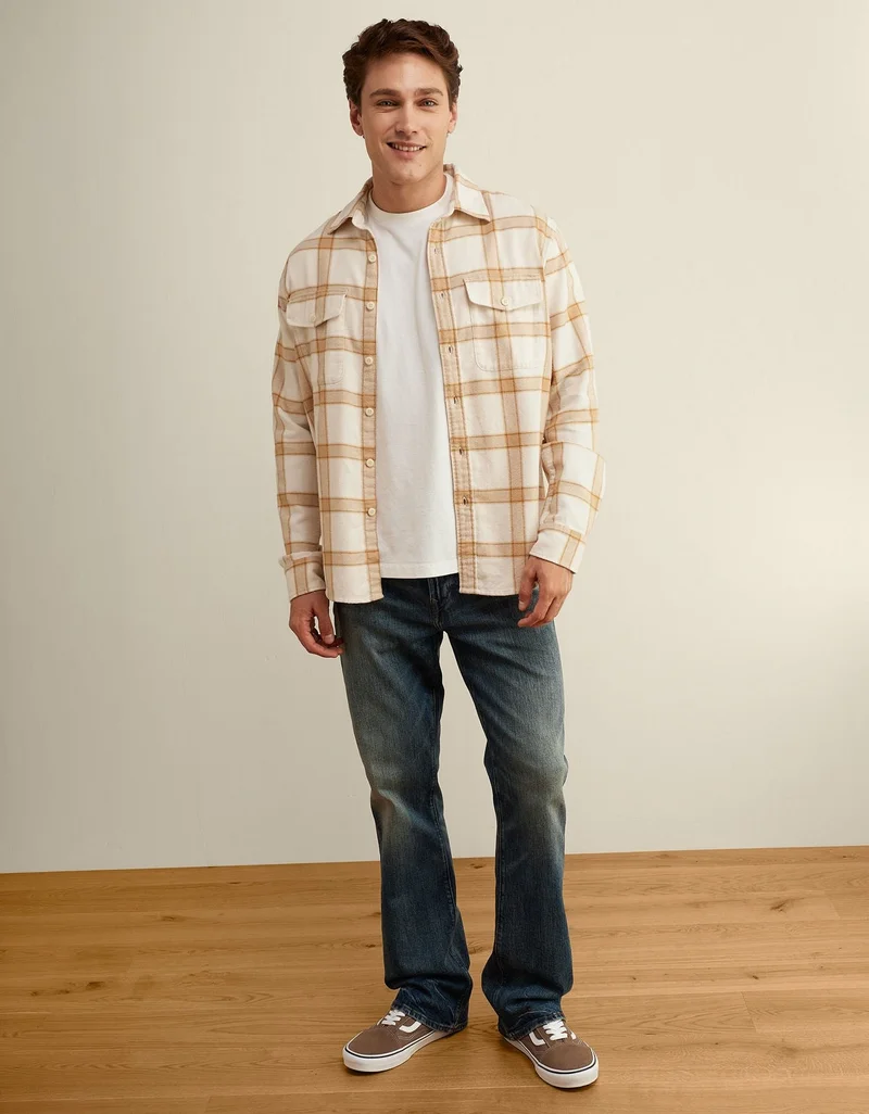 American Eagle  AE Relaxed Fit Everyday Flannel Shirt for Men | Best Price UAE