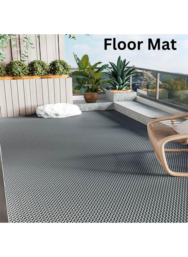 Purav Light حصيرة مطاطية خفيفة مقاومة للماء مع ثقوب لحمام الأرضية مضادة للانزلاق متعددة الاستخدامات مدخل المنزل حصيرة مطر، 2x1.4 قدم، رمادي - Image 4