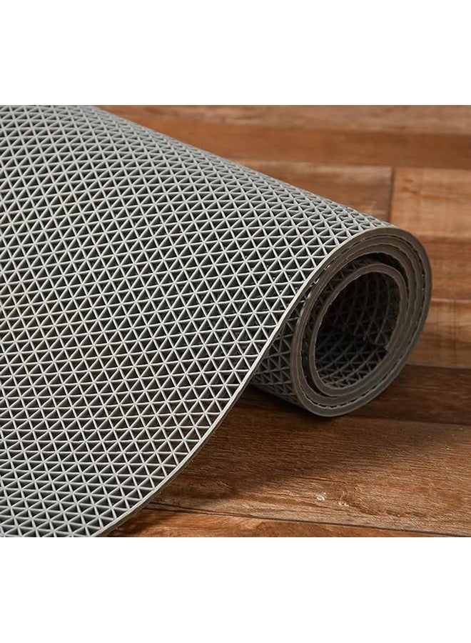 Purav Light حصيرة مطاطية خفيفة مقاومة للماء مع ثقوب لحمام الأرضية مضادة للانزلاق متعددة الاستخدامات مدخل المنزل حصيرة مطر، 2x1.4 قدم، رمادي - Image 1