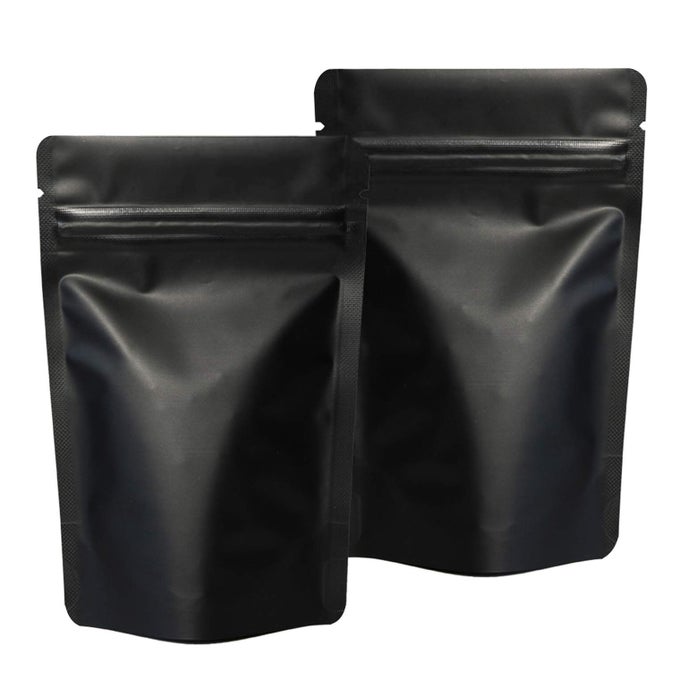 100 PACK SMELL PROOF MYLAR BAGS 4 X 6 INCHES RESEALABLE STAND UP ZIPLOCK BAGS FOOD STORAGE FOIL POUCH MATTE BLACK
