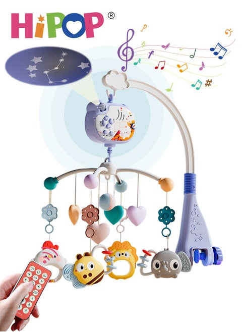 Remote Control Rotary Rattles,BabyToys with Projection and Music,360 Degrees Rotating,Comfort Toys Bed Bell for Coaxing