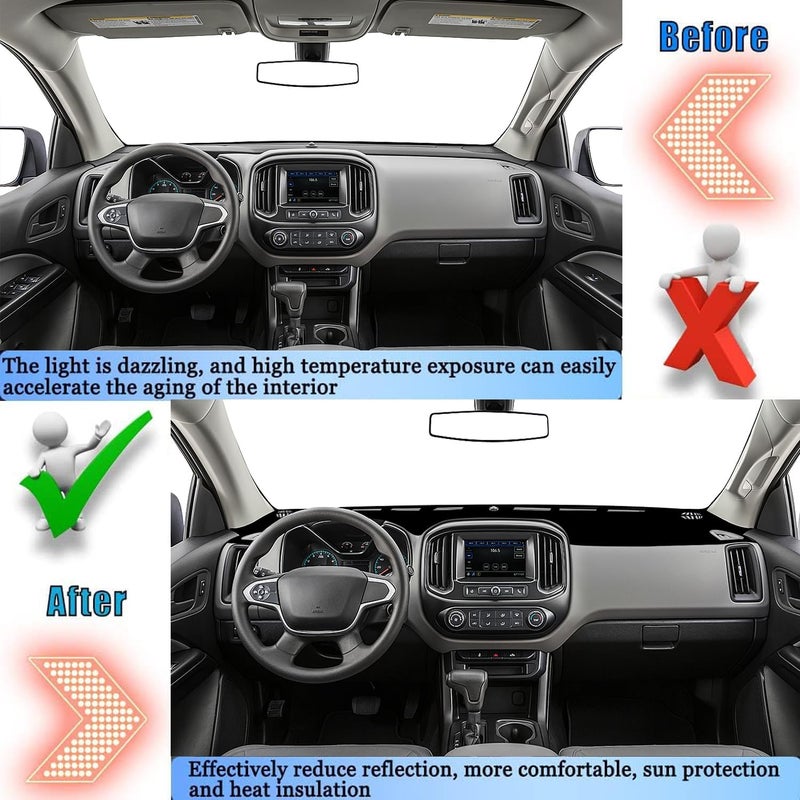 YOFAMO Dashboard Cover Mat for Chevrolet Colorado 2015-2022 - Anti-Skid Protector (Black Edge) - Image 4