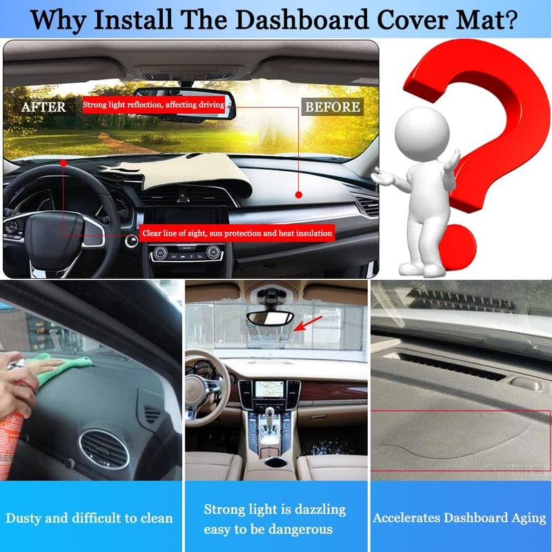 YOFAMO Dashboard Cover Mat for Chevrolet Colorado 2015-2022 - Anti-Skid Protector (Black Edge) - Image 2