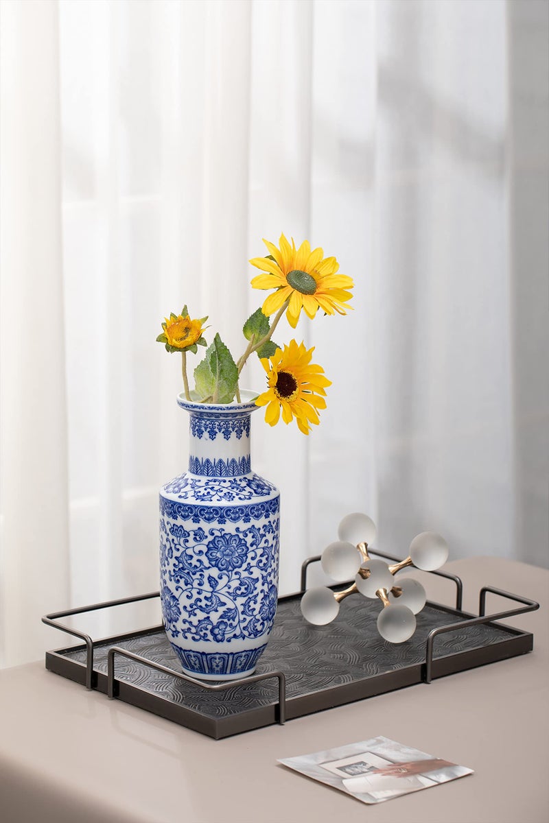 GaLouRo Blue and White Vase  Blue Vase  Chinoiserie Vase  Ginger Jar Vase for Home Decor  Porcelain Decor 10"" H - Image 4
