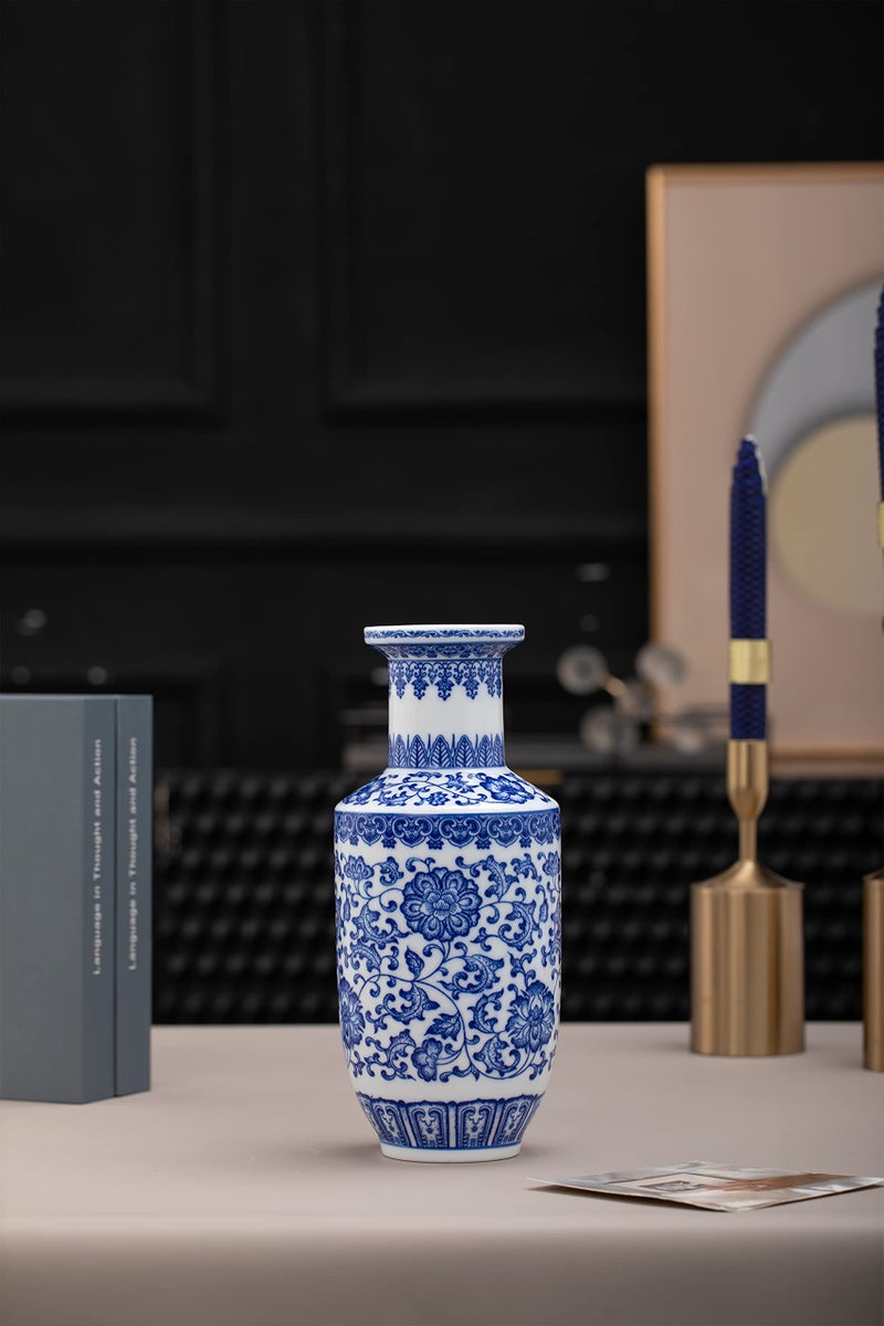 GaLouRo Blue and White Vase  Blue Vase  Chinoiserie Vase  Ginger Jar Vase for Home Decor  Porcelain Decor 10"" H - Image 2