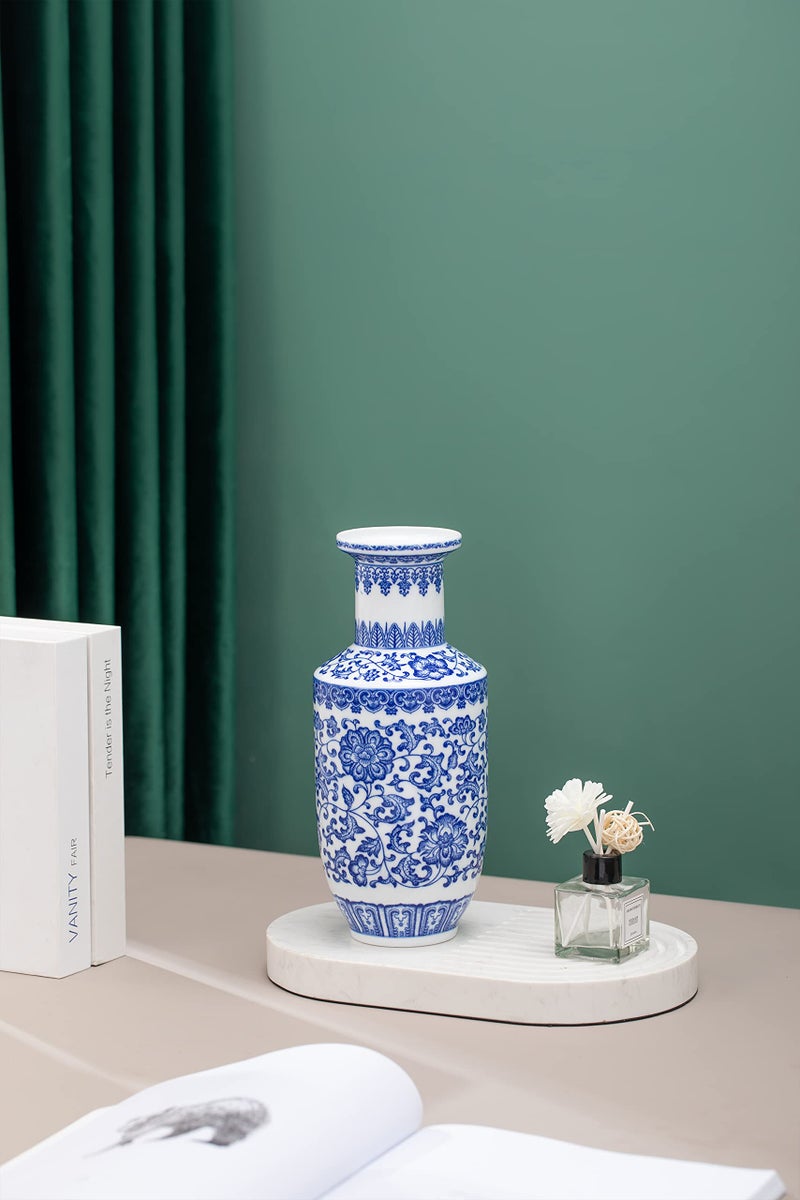 GaLouRo Blue and White Vase  Blue Vase  Chinoiserie Vase  Ginger Jar Vase for Home Decor  Porcelain Decor 10"" H - Image 3