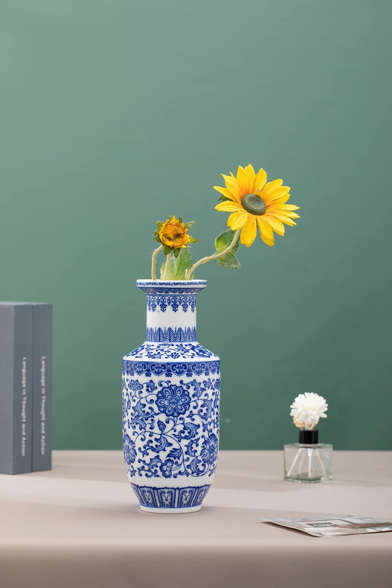 GaLouRo Blue and White Vase  Blue Vase  Chinoiserie Vase  Ginger Jar Vase for Home Decor  Porcelain Decor 10"" H - Image 5