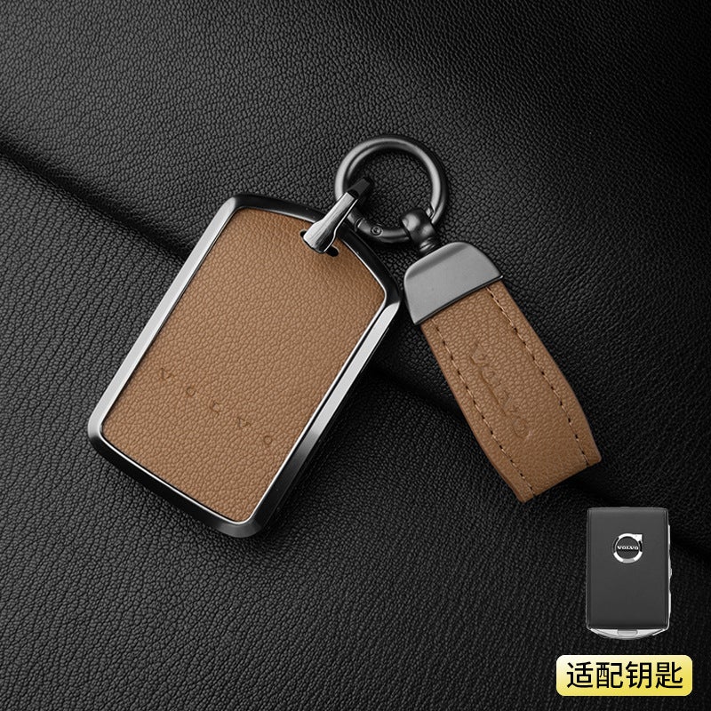 Volvo Premium Leather Key Case for Volvo XC60, S90, S60, XC90, XC40, V40 - High-End Design with Aluminum Alloy - Image 1