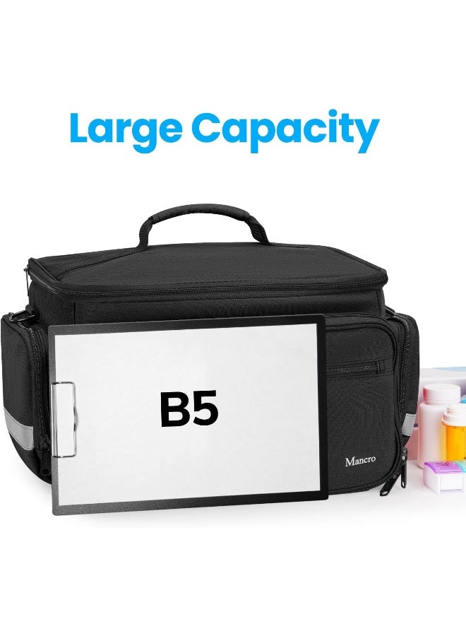 Mancro Medical Bag, Home Health Nurse Bag with Nonslip Bottom, Removable Shoulder Strap, Water-Resistant Empty First Aid Organizer for Medical Student, Therapist, Black - Image 4