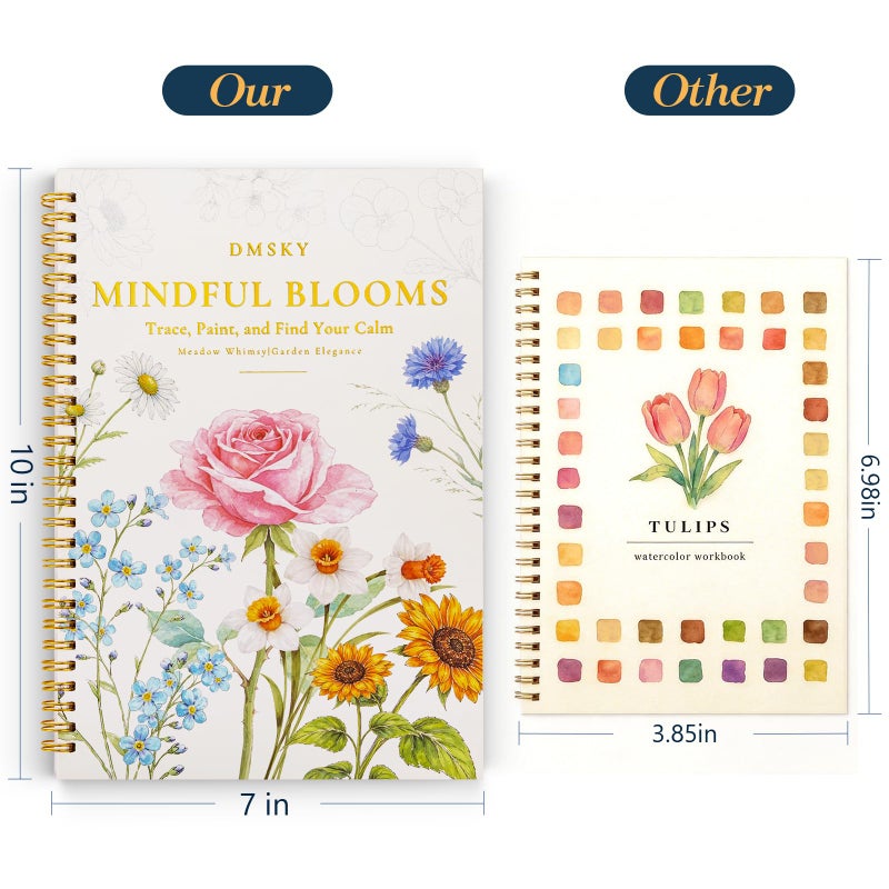 Dmsky Watercolor Workbook for Beginners,18 Floral Water Coloring Book,Relaxing & Easy to Paint Water Coloring Book with 24 Colors-Perfect for Gifting to Creativity & Joy for Adults - Image 4