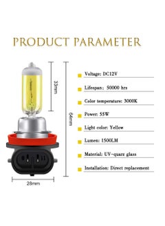 Excefore LED Headlight Bulbs, Fog Light Lamp, 55W Halogen Headlight Bulbs 3000K Super Bright, 360 Degree Adjustable, Non-polarity Plug & Play, Pack of 2  - Image 2