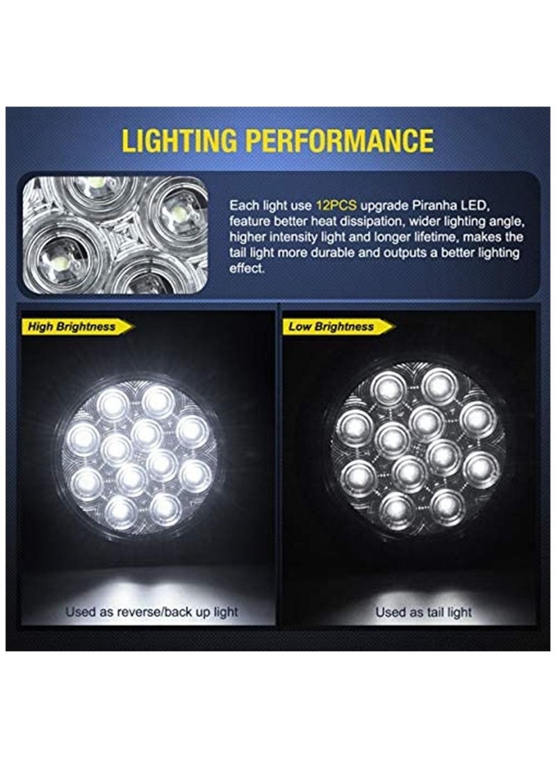 SYOSI Tail Light 4 in White Round LED Reverse Back Up Light Surface Mount Grommet Plugs Trailer Tail Lights 12 LED with Turn Signal Truck Trailer Light Side Light for Truck Trailer RV Jeep 2PCS - Image 4