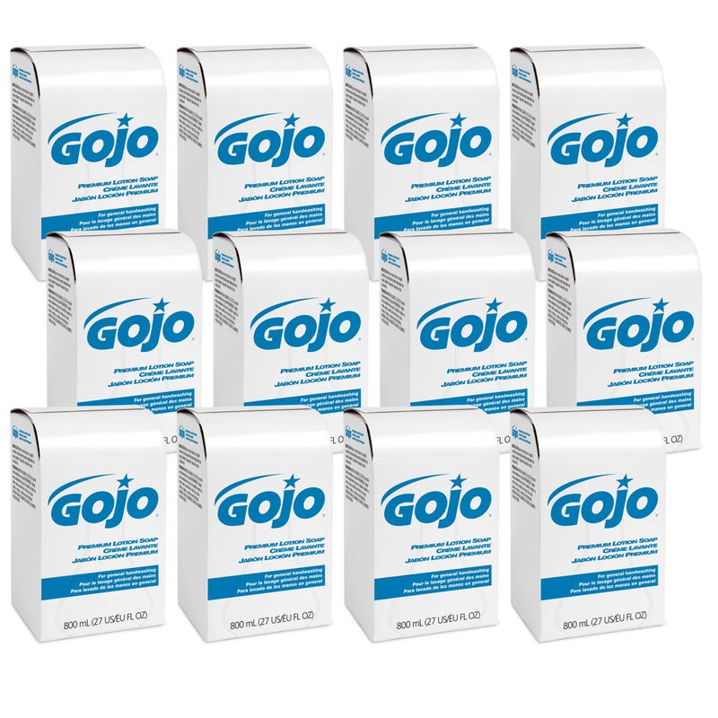 GOJO Premium Lotion Soap, Waterfall Fragrance, 800 mL Lotion Hand Soap Refill 800 Series Bag-in-Box Soap Dispenser (Pack of 12) - 9106-12 - Image 1