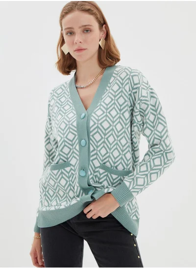 trendyol Jacquard Knitted Cardigan